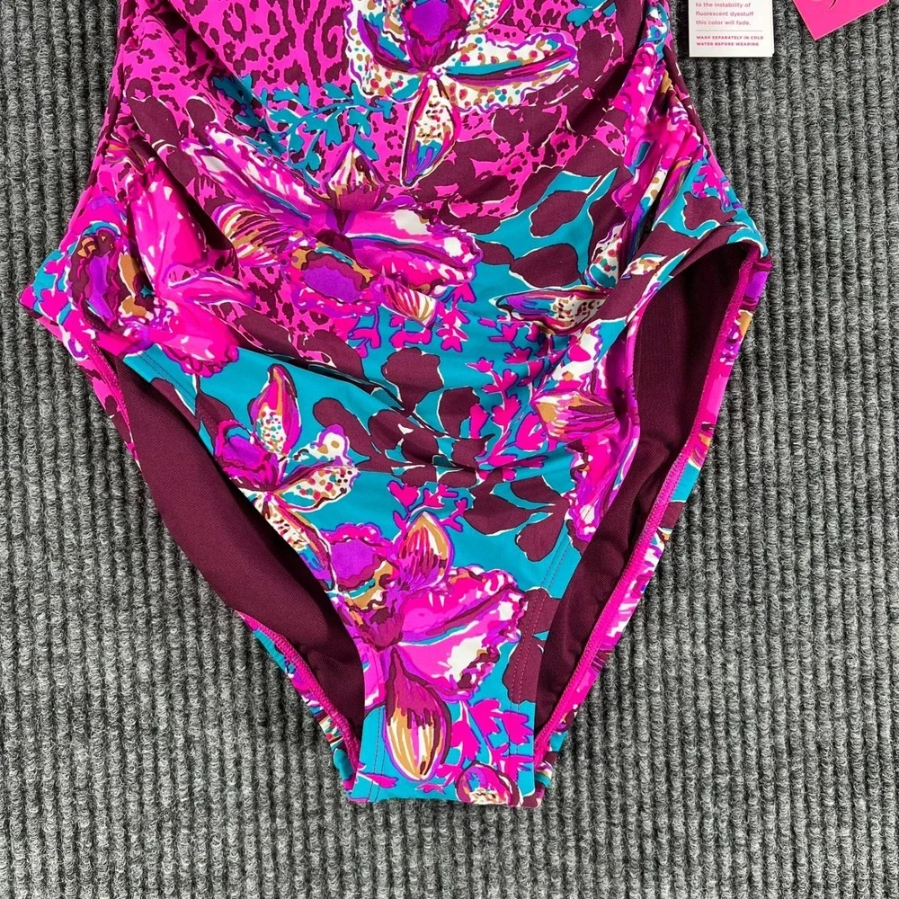 Lilly Pulitzer Ginnie One Piece Blue Rhapsody Orchid Swim Suit 0 Purple New - Picture 3 of 16